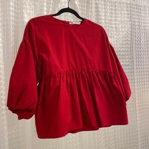 ZARA RED BABYDOLL TOP SIZE SMALL